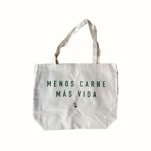 Tote Bag Color Crudo Menos Carne Más Vida Vegan Label 1 pz