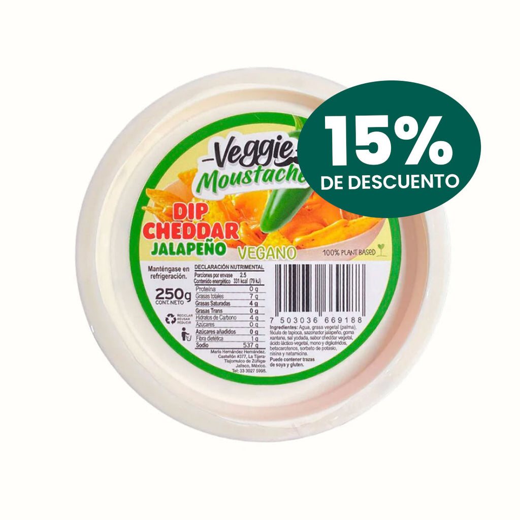 Dip Vegano Sabor Cheddar Jalapeño Veggie Express 250 g